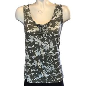 Floral Print Sleeveless Tank Top Gray Casual Comfort Cute‎